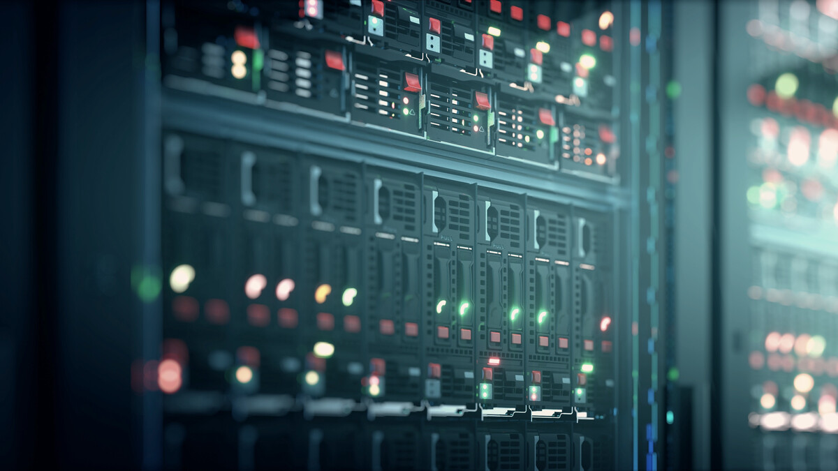 Server rack equipment in a data center.